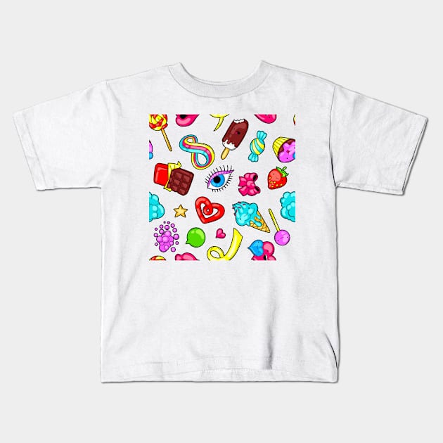 Cute candy fun pattern Kids T-Shirt by disturbingwonderland